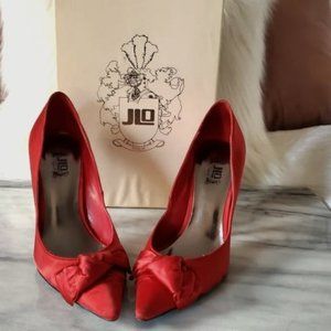 JLo Red Satin Heels